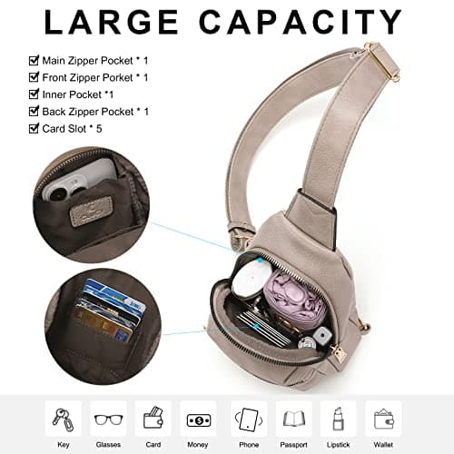CLUCI Small Sling Bag for Women, Leather Crossbody Fanny Packs Trendy, Women's Chest Bag - Thumbnail 4