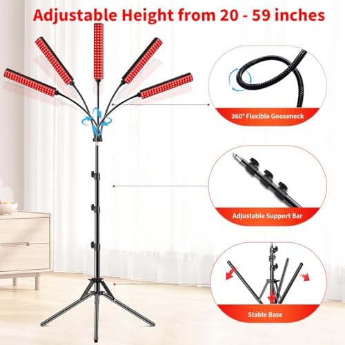 Red Light Therapy for Face and Body, Red Infrared Light Therapy Lamp with Stand Led 660nm Red Light-Therapy& 850nm Infrared Light Device for Body Gift for Her - Thumbnail 5