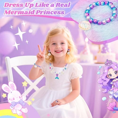 Suyaequt Mermaid Toys Gifts for Girls Age 4-6 7 8 9 10, Unique Girls Birthday Gifts Set with Locked Diary, Kids Purse, Plush Light Up Star Pillow, DIY Water Bottle Kits, for Christmas - Thumbnail 6