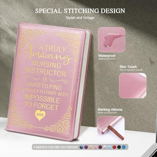 QDWXDEL Nurses Week Gifts,A5 Hardcover Leather Journal for Women - 200 Pages Premium Paper Notebook, Nurse Journal Notebook for School, Work (Nurse Pink) - Thumbnail 3