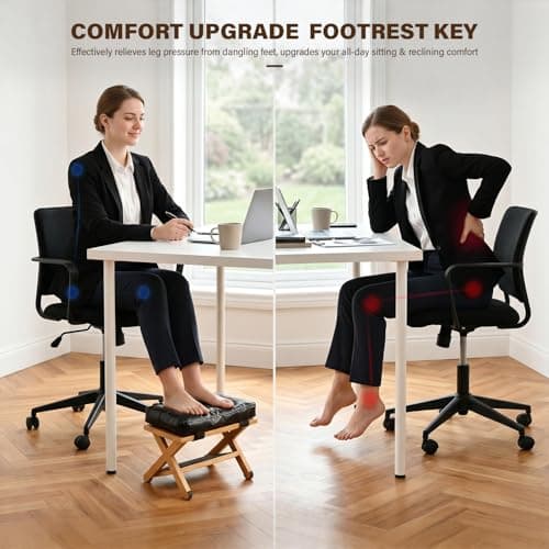 Ergonomic Wooden Double Step Foot Rest for Under Desk - Wood Footstool with Non-Slip Surface for Home Office & Gaming - Comfortable Posture Support, Walnut Finish - Thumbnail 2