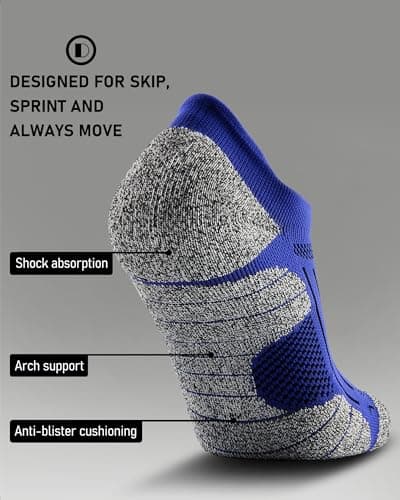 SITOISBE Men's No Show Compression Athletic Socks, Cushioned for Running Hiking, Medium, Royal Blue-4 Pairs - Thumbnail 3