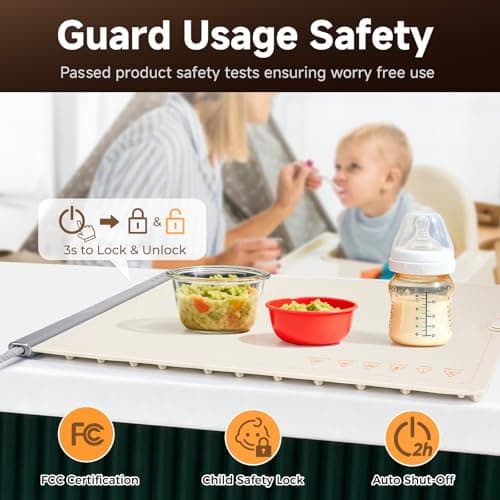 Electric Food Warming Mat with Dual-Zone Temp Control, Rollable Silicone - Thumbnail 6