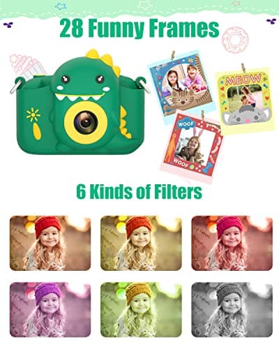Kids Camera for 3-12 Years Old Toddlers Childrens Birthday Graduation Gifts Selfie Digital Toy Camera with 32GB SD Card for 4 5 6 7 8 9 10 11 Boys Girls - Thumbnail 3