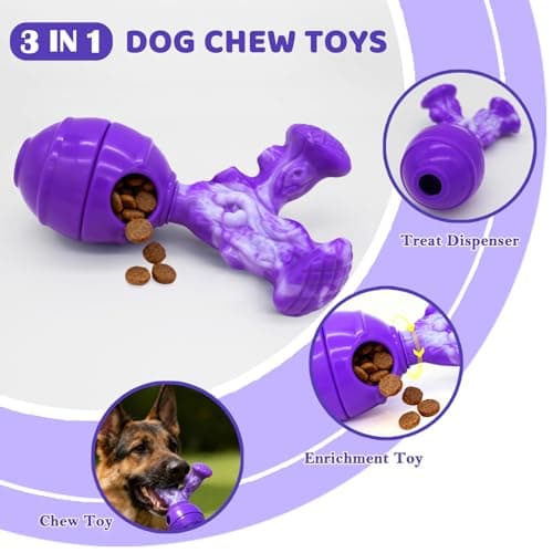 BoYoYo Interactive Dog Toys to Keep Them Busy, 3 in 1 Dog Puzzles for Smart Dogs, Treat Dispensing Toy for Large Dogs, Tough Chew Toys for Aggressive Chewers, Medium & Large Breeds, Bacon Flavor - Thumbnail 2
