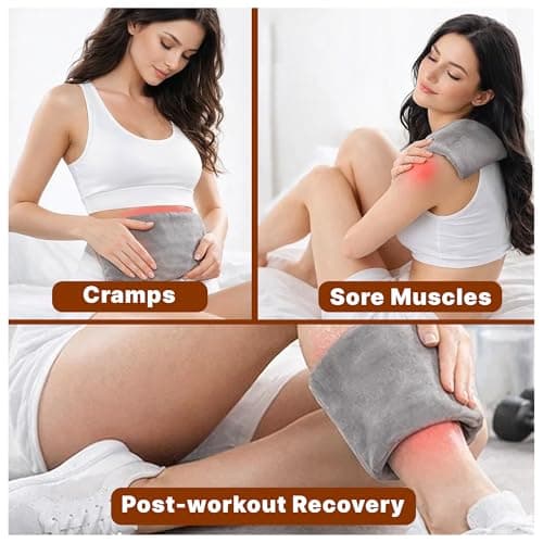 Microwavable Heating Pad for Period Cramps, Machine Washable Cover Heating Pad, Portable Menstrual Microwave Heating Pad- Unscented (Gray Pillow) - Thumbnail 6