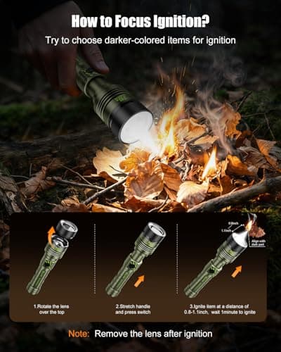 SKYFIRE LED Flashlights High Lumens – Super Bright 3000 Lumens Rechargeable Tactical Flashlight with Zoomable Beam, 5 Modes, Waterproof & Powerful Flash Light for Camping & Emergencies - Thumbnail 5