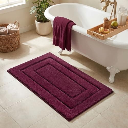 GRANNY SAYS Bathroom Rugs Non Slip, 24"x 36", Bath Rugs for Bathroom Washable, Bath Mats for Floor, Microfiber Bath Mat for Tub, Absorbent Bath Rugs for Shower Room, Strawberry Red - Image 1