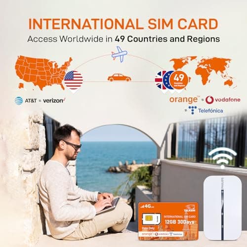 International Data SIM Card 12GB 30Days, 5G/4G LTE Coverage in USA and 49 Countries |UK, Europe, Asia, Oceania Prepaid Travel Data Only SIM for Portable WiFi Mobile Hotspot, Tablet, No Contract - Thumbnail 3