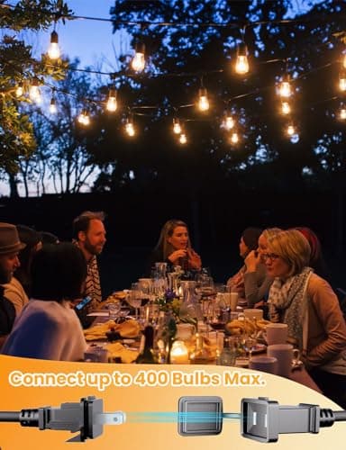 Svater Outdoor String Lights 150FT, E26 Socket, 48pcs S14 Shatterpoof Bulbs, 1 Watt Dimmable 2700K Warm White, IP65 Waterproof Commercial Grade Patio Lights（3 Pack X 50FT） - Thumbnail 4