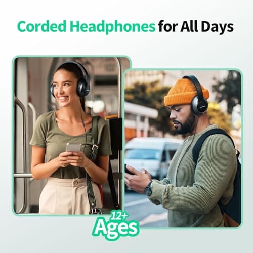 URBAN SWING Premium 2 Headphones Bundle Includes 2 USB C Adapters Plus Sturdy Hard Case & Travel Pouch, Aux Cord with 4.9ft Extra Long Cable, for iPhone 17/16, iPad, Samsung & PS5 - Thumbnail 3