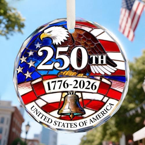 United States 250th Anniversary Ornament 2026, Patriotic Eagle Christmas Ornament, America 250 Christmas Ornaments for Tree, American Independence Day, Gift for US Citizens-Crystal Style1