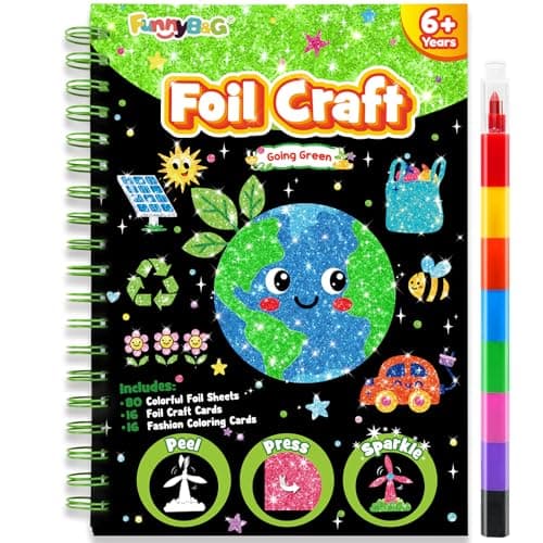 FUNNYB&G Mess-Free Foil Art Craft for Kids Ages 4-10, Kids Birthday Gift - Image 1