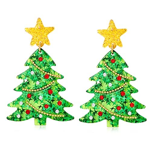 Christmas Tree Earrings for Women Acrylic Drop Earrings Green Tree Earrings - Image 1