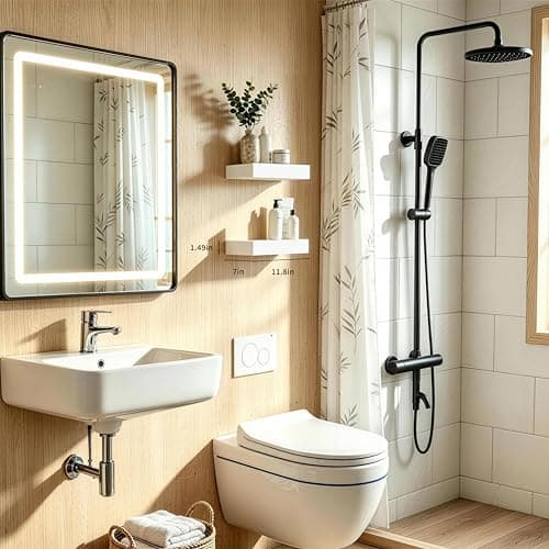 Mifurn Floating Shelves for Wall White Shelves Bathroom, Bedroom and Living Room, Wall Shelves & Book Shelf, Hanging Shelf, Modern Wooden Wall-Mounted Small Floating Shelf, 12x7x1.5 in, Set of 2 - Thumbnail 2