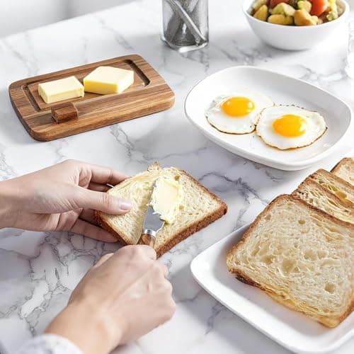 E-ROOM TREND Acacia Wood Butter Dish with Lid for Countertop - Thumbnail 2