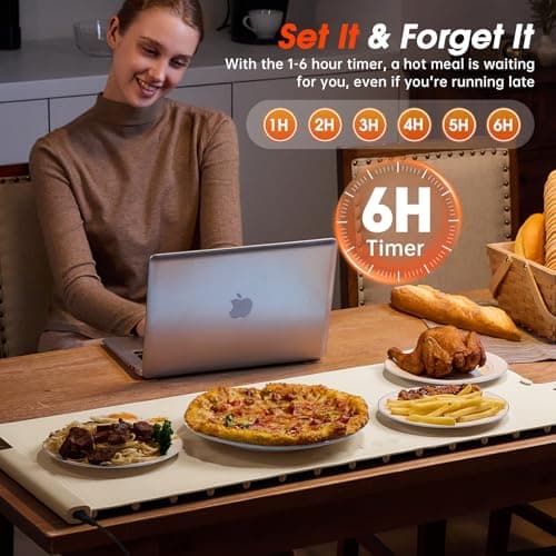 Warming Mat For Food Extra Large- 36"x16" Electric Warming Trays for Buffets Party, Food Warmers For Thanksgiving, Christmas House Warming Gift, Portable Heating Mat with 9 Temp Settings & 6H Timer - Thumbnail 4
