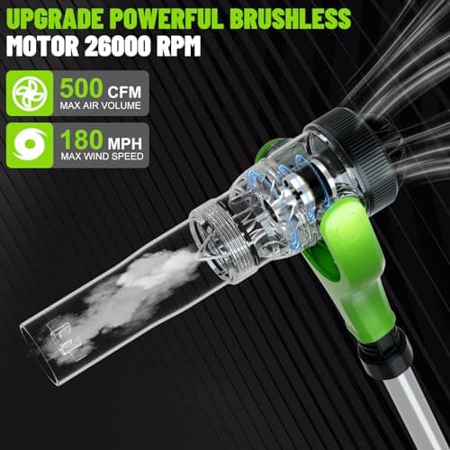 Hooseen Roof Gutter Cleaning from The Ground, 21V Leaf Blowers Cordless with 2 Battery, Adjustable Pole (98inch)3 Speed Modes 500CFM/180MPH for Gutter Cleaner Extension Attachment Kit for Garden,House - Thumbnail 3