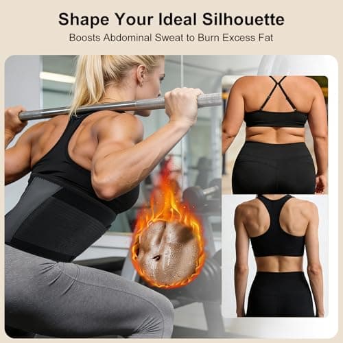 LKV Waist Trainer for Women, Waist Sweat Band, Slimming Waist Trimmer, Stomach Wrap, Body Shaper for Women Black - Thumbnail 2