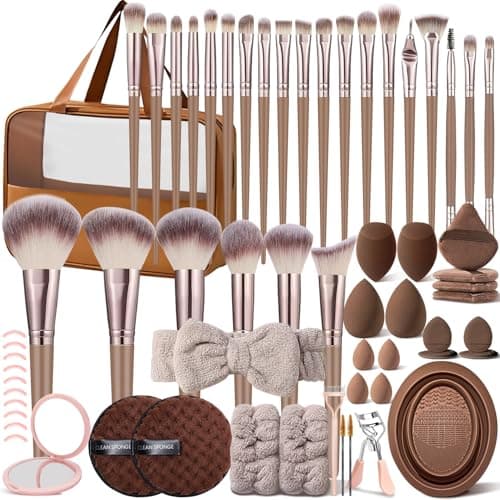 KUORYZAL Brown Makeup Brushes Set Professional 63Pcs with Case Premium Synthetic for Foundation Concealer Blush Eyeshadow Powder Contour Makeup Brush Kit Face Eye Make up Brushes & Tools - Image 1