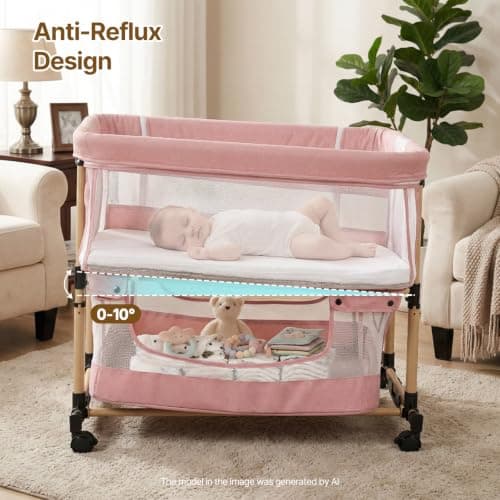 Twin Bassinet for 2 Babies, Rocking Portable Double Bassinet for Twins - Thumbnail 5