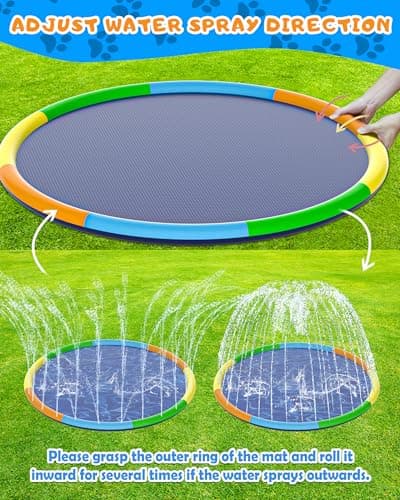 Instraella Splash Pad, 13FT Extra Large Sprinkler Play Mat for Dogs & Kids, 0.55mm Thickened Outdoor Water Toys, Foldable Summer Splash Mat for Toddlers, Children and Pets - Thumbnail 4