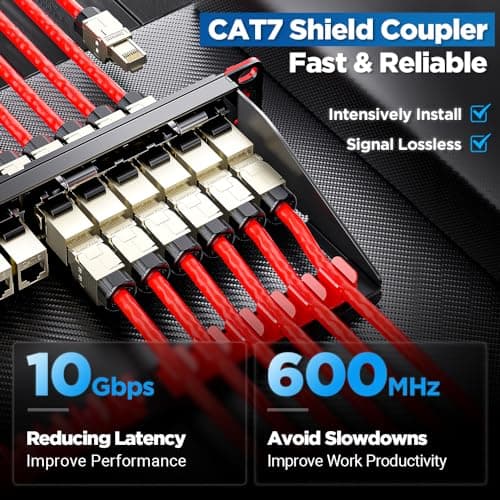 AMPCOM CAT7 Inline Coupler RJ45 STP Keystone Jack, Shielded Female to Female Feedthrough Ethernet Module- 6 Pack - Thumbnail 5