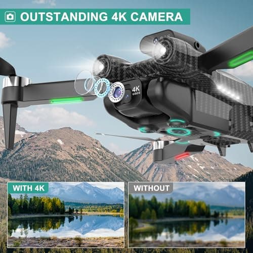 4K Drones with Camera for Kids, Drones for Adults withEmergency Stop, Headless Mode, 360° Flips, CarryingCase & 2 Batteries,Wireless RC Toys for Boys Girls(Charcoal black) - Thumbnail 2