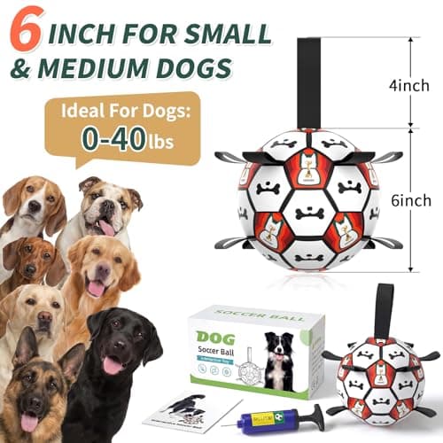 VOXGET Interactive Dog Ball Toys, 2026 Dog Soccer Ball with Thicken Straps for Small Medium Breeds Tug of War, Small Herding Balls with Pump for Puppy Dogs Outdoor Play Training (Black, 6 Inch) - Thumbnail 5