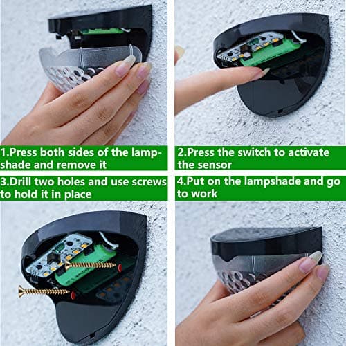 KBP Solar Fence Lights Outdoor Decorative Garden Lights Waterproof Wall Lights for Patio, Yard, Stairway (Black) - Thumbnail 5