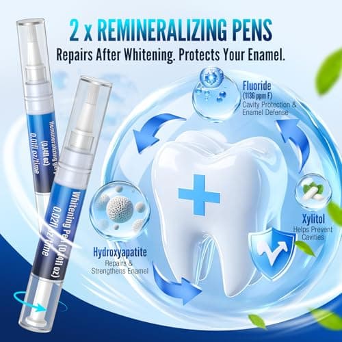 Teeth Whitening Pen Kit - 35% Carbamide Peroxide, Stain Removal, 4 Whitening Pens + 2 Remineralizing Pens, Enamel Repair, Anti-Cavity, Sensitive Teeth Care, 6 x 0.14 fl oz (Spearmint) - Thumbnail 4