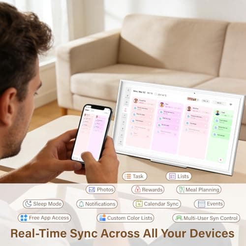 15.6" Digital Calendar, Planner Electronic Calendar & Chore Chart, Touchscreen Interactive Electronic Organizer for Monthly, Weekly & Daily Agenda, Chore Chart, Digital Photo Display, Wall & Desk Mountable - Thumbnail 4