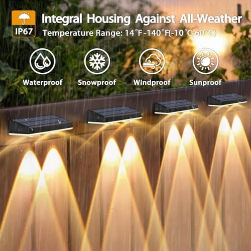 Solar Fence Lights Outdoor - 8 Pack RGB Fence Lights Solar Powered, 7 Color Modes & Warm White, IP67 Waterproof Dusk to Dawn Solar Powered Lights 12+ Hours for Fence/Backyard/Wall/Step/Patio/Deck - Thumbnail 4