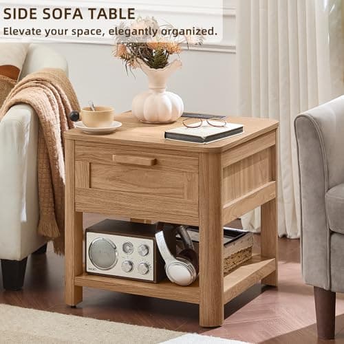Joaxswe Farmhouse Night Stand Set of 2 with Charging Station, Brown - Thumbnail 6