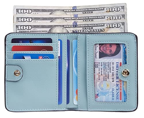 Gostwo Small Wallet for Women, Slim RFID Blocking Wallet, Credit Card Holder Wallet, Compact Bifold Luxury Genuine Leather Pocket Passport Wallet Ladies Girls Mini Purse Travel with ID Window, Blue - Thumbnail 3