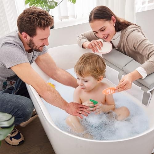 ILPEOD Bath Kneeler and Elbow Rest Pad Set, Thick Soft Quick Dry Bathtub Mat for Baby Bathing Time, Memory Foam With Toys Organizer, Gifts for Parents, Grey - Thumbnail 3