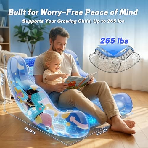 Inflatable Sensory Chair for Autistic Kids – Toddler Rocking Chair for Sensory Seeking, ADHD & Calming – Blow Up Crash Pad for Deep Pressure Therapy in Sensory Room, Birthday Gifts for Boys Girls - Thumbnail 4