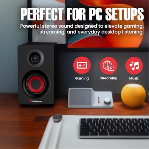Audiosource Bluetooth 2-Way Bookshelf Speakers, 30W RMS Powered Desktop Speakers/Woofer, Rear Bass Port, AUX & USB MP3 Playback, Multipoint Pairing, Wood Cabinet – Hi-Fi PC Gaming & Music System - Thumbnail 6
