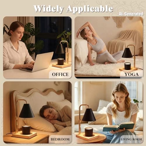 BJFFN Candle Warmer Lamp with Timer -Birthday Gifts for Women Mom, House Warming Gifts New Home Decor, Dimmable Wax Melt Warmer for Jar Candles with 2 Bulbs - Black A - Thumbnail 5
