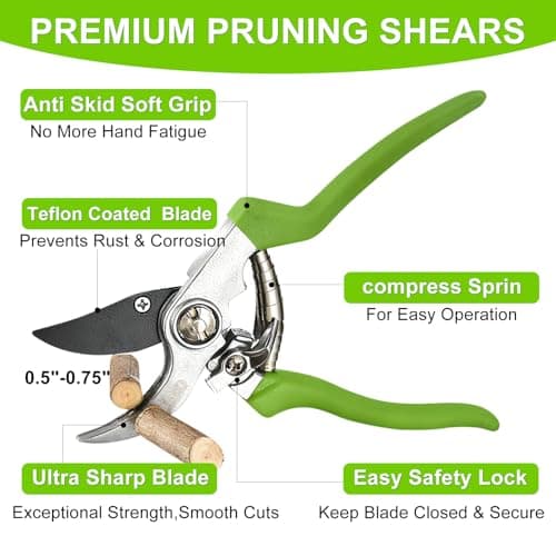 2Pcs High Carbon Steel Bypass Hand Loppers & SK5 Pruning Shears Set - Thumbnail 4