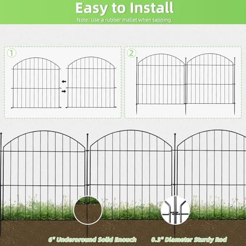 Decorative Garden Fence 24in (H) x10ft (L), 5 Pack No Dig Fence Animal Barrier for Dog with Lock, Arched Flower Bed Edging, Wire Border Panel Fencing for Yard Patio Outdoor Decor - Thumbnail 3
