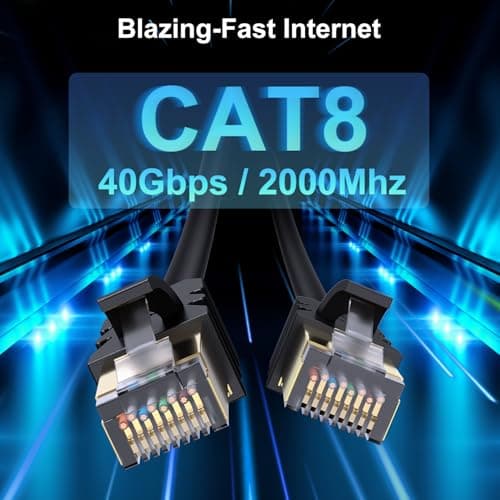 J&D Cat 8 Ethernet Cable, High Speed 40 Gbps 2000 Mhz 26AWG with Gold Plated RJ45 Connector, S/FTP Network Cord Compatible for Gaming PC PS5 Xbox Modem Router, 20 ft - Thumbnail 2
