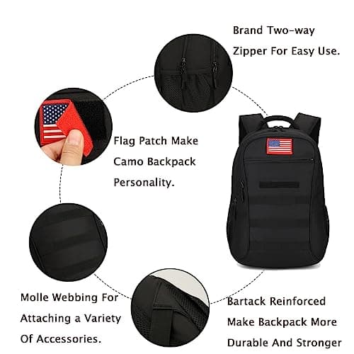 outdoor plus Camo Backpack,Military Boys Backpacks for School,40L Army Bookbag with USB Charging Port Waterproof - Thumbnail 5
