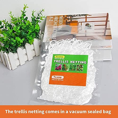 Tcamp Heavy-Duty Polyester Garden Trellis Netting Plant Climbing Net for Growing Vines Plants Vegetables Fruits Flowers, White Grow Tent (5Ft x15Ft, 3.5" Opening Mesh, 1 Pack) - Thumbnail 5