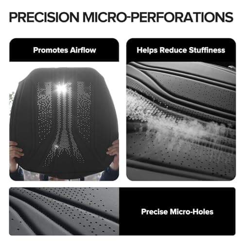 EQUIDEVDY 2 Pack Leather Bottom Car Seat Covers,Front Seat Covers for Cars,Driver Car Seat Cover,Luxury Faux Leather Seat Protectors,Full Wrap,Waterproof,for Most Vehicles,Sedan,SUV,Truck (Black) - Thumbnail 4