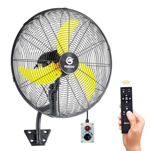FUGOO 24" Quiet Outdoor Oscillating Wall Mount Fan With Remote Control,All Sealed BLDC Motor,4-Speed Waterproof Outdoor Fan, Heavy Duty Industrial Wall Fans for House,Patios,Garage,Warehouse 5000CFM - Image 1