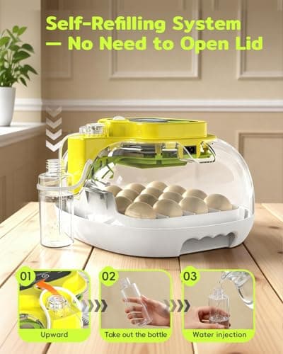 Incubators for Hatching Eggs, 2026 Upgraded 16 Eggs Incubator with Automatic Turner, Digital Temperature Control & Humidity Display and Led Candler, Poultry Hatcher for Chicken, Duck, Quail, Birds - Thumbnail 5