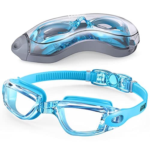 Aegend Swim Goggles, Flexible, Detachable Swimming Goggles No Leaking Full Protection Adult Men Women Youth, Sky Blue - Image 1