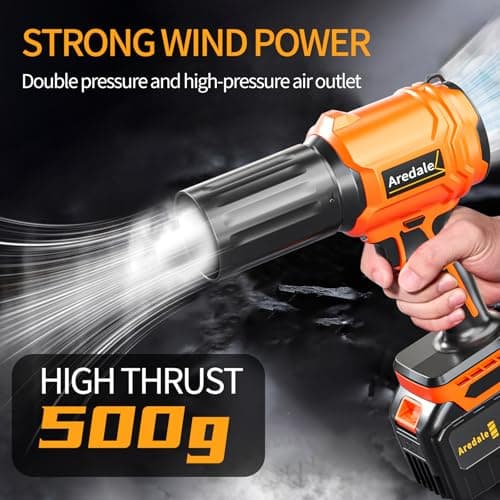 Aredale Leaf Blower Cordless, Handheld Blower with 2 X 6.0Ah 21V Batteries and Charger, 13.41m/s Storm Turbine Battery Powered Blower for Lawn Care, Patio, Snow, Leaf Blowing - Thumbnail 4