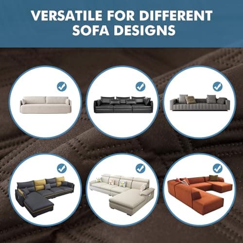 Genina 100% Waterproof Couch Cover for 4 Cushion for Dogs, Anti-Slip Sofa Covers Washable Couch Covers for Sectional L Shape Furniture Cover, 1 Piece (Coffee, Sofa X-Large) - Thumbnail 6